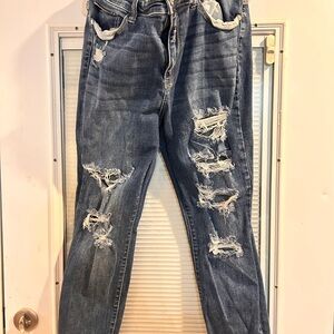 Distressed Blue Jeans